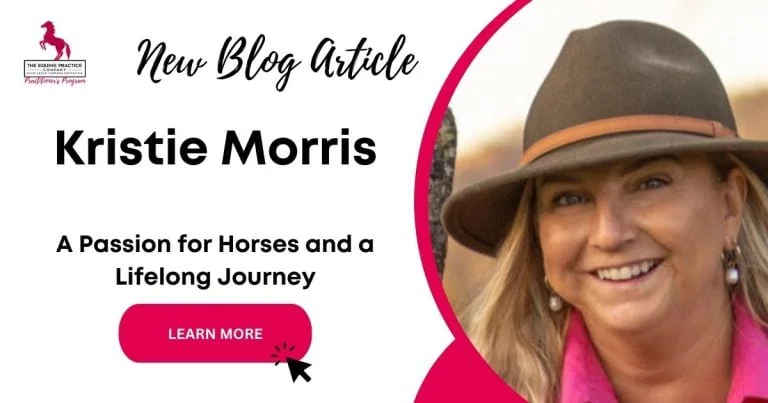 Promotional blog banner featuring Kristie Morris with text introducing her lifelong passion for horses
