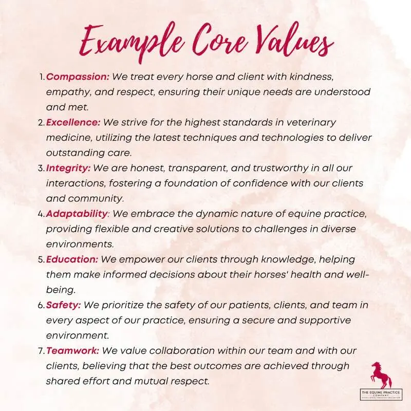 equine practice core values