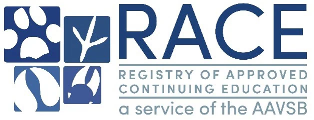 RACE logo featuring animal icons and text reading "Registry of Approved Continuing Education, a service of the AAVSB"